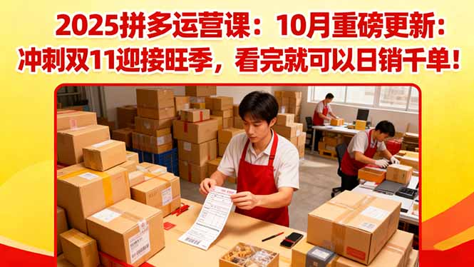 2025拼多多运营课:10月重磅更新:冲刺双11迎接旺季,看完就可以日销千单-旺仔资源库