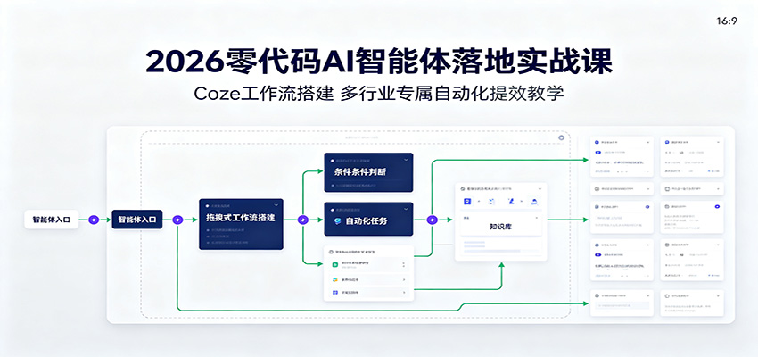 2026零代码AI智能体落地实战课:Coze工作流搭建,多行业专属自动化提效教学-旺仔资源库