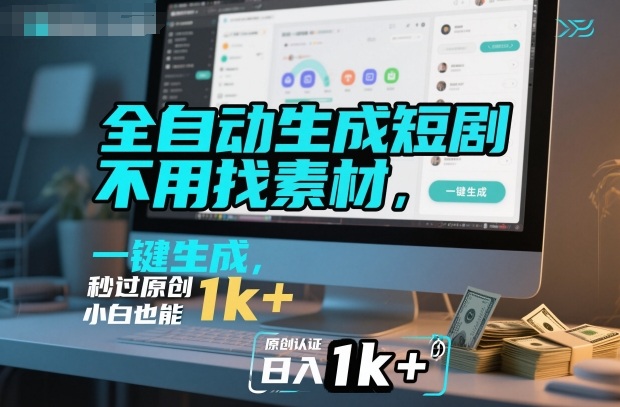 全自动生成短剧,不用找素材,不用剪辑,一键生成,秒过原创,小白也能轻松日入1k+【揭秘】-旺仔资源库