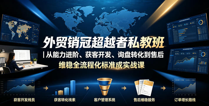 外贸销冠超越者私教班|从能力进阶、获客开发、询盘转化到售后维稳全流程标准化成交实战课-旺仔资源库