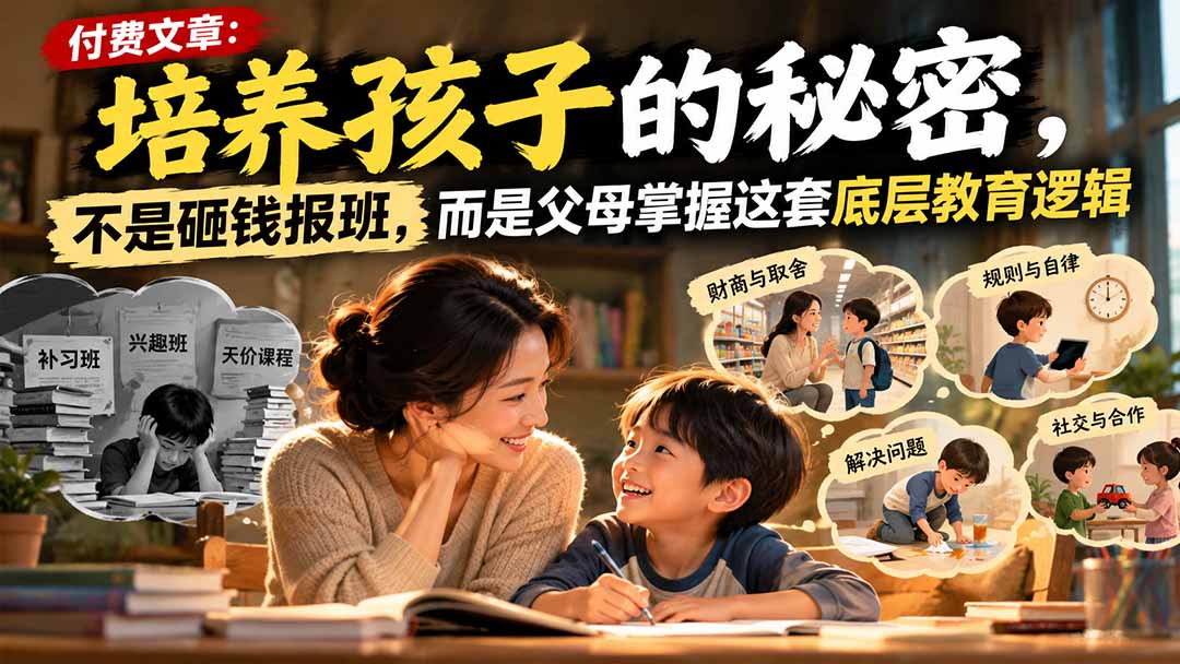付费文章:培养孩子的秘密,不是砸钱报班,而是父母掌握这套底层教育逻辑-旺仔资源库