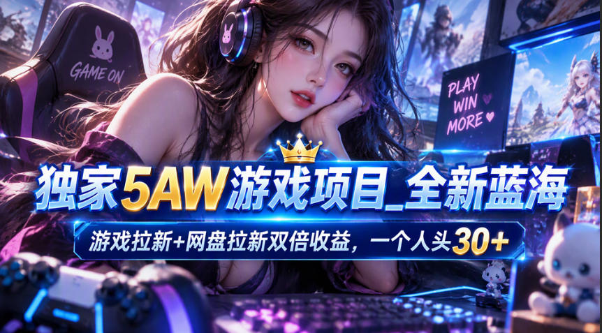 独家5AW游戏蓝海项目_游戏拉新+网盘拉新双倍收益,拉新一个30米-旺仔资源库