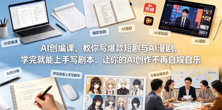 AI创编课，教你写爆款短剧与AI漫剧，学完就能上手写剧本，让你的AI创作不再自娱自乐-旺仔资源库