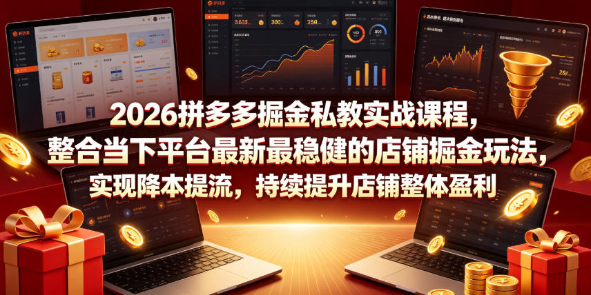 2026拼多多掘金私教实战课程,整合当下平台最新最稳健的店铺掘金玩法,实现降本提流,持续提升店铺整体盈利-旺仔资源库