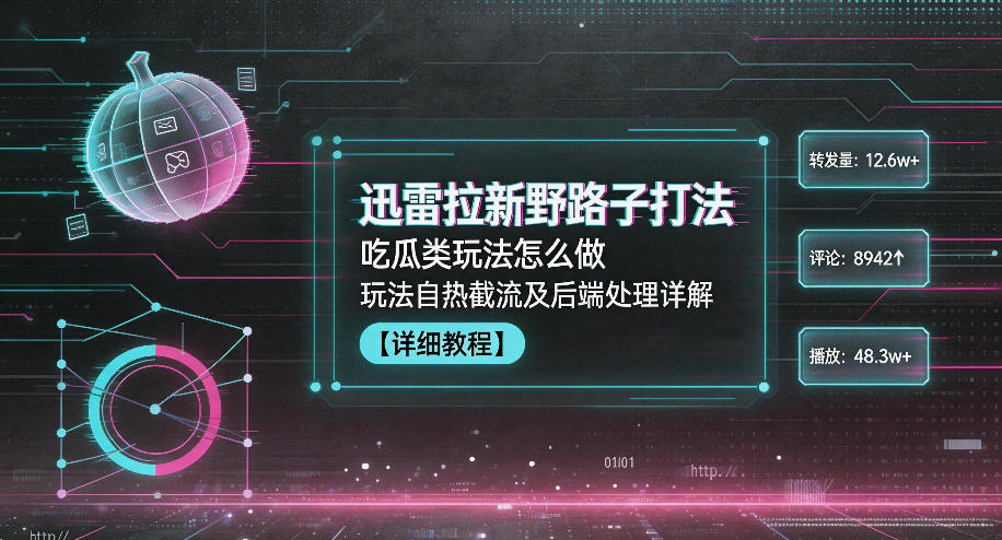 迅雷拉新野路子打法，吃瓜类玩法怎么做，玩法自热截流及后端处理详解-旺仔资源库