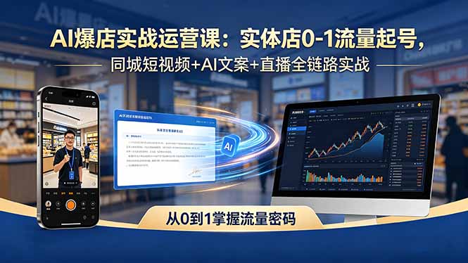 AI爆店实战运营课：实体店0-1流量起号，同城短视频+AI文案+直播全链路实战-旺仔资源库