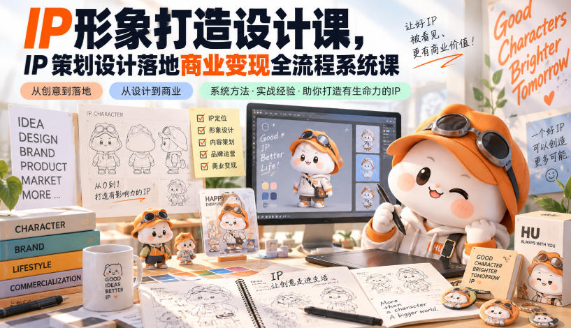 IP形象打造设计课,IP策划设计落地商业变现全流程系统课-旺仔资源库