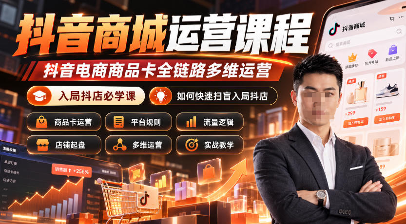 抖音商城运营课程,抖音电商商品卡全链路多维运营,入局抖店必学课, 如何快速扫盲入局抖店(更新1017)-旺仔资源库
