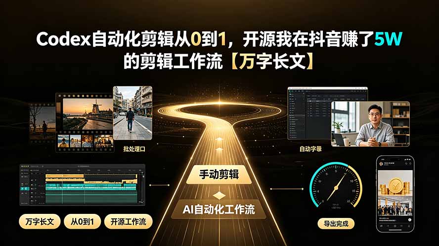 Codex自动化剪辑从0到1，开源我在抖音赚了5W 的剪辑工作流【万字长文】-旺仔资源库