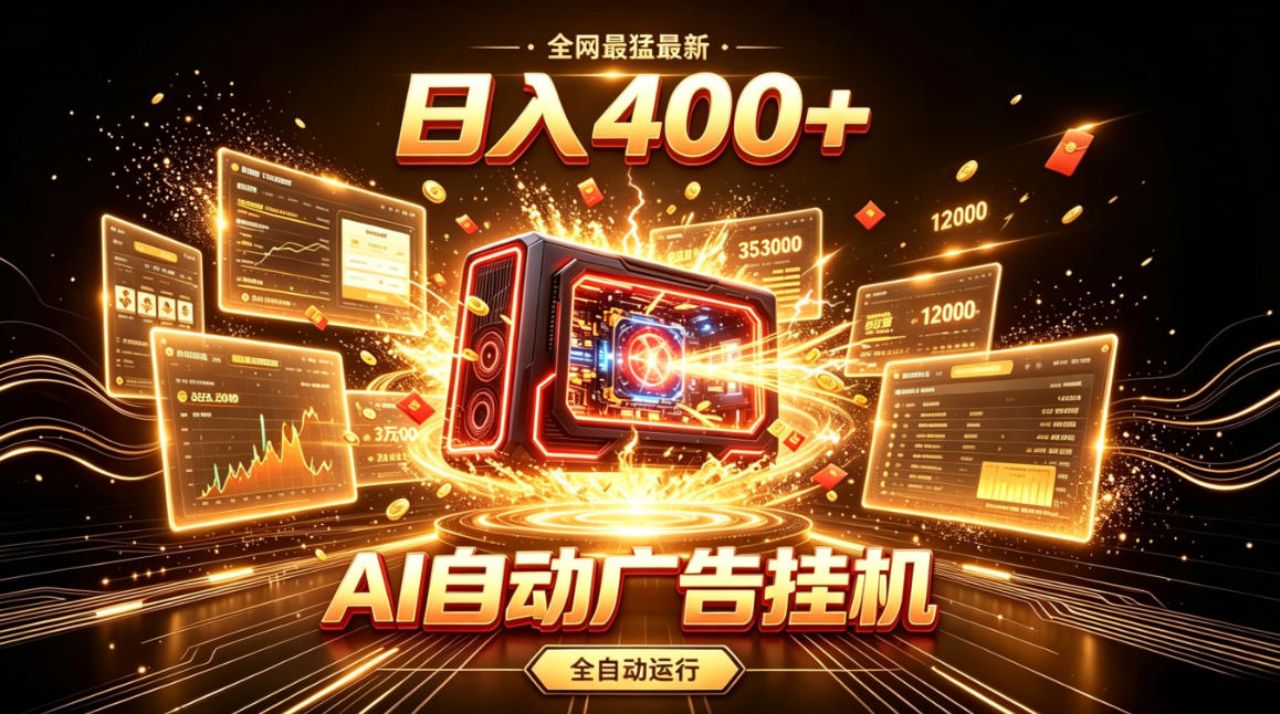 全网最猛最新的AI自动广告挂G，狠收益日入400+，真正做到躺賺式变现【揭秘】-旺仔资源库