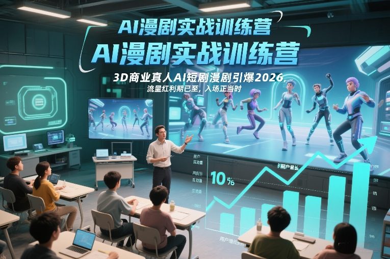 AI漫剧实战训练营,3D商业真人AI短剧漫剧引爆2026,流量红利期已至,入场正当时-旺仔资源库