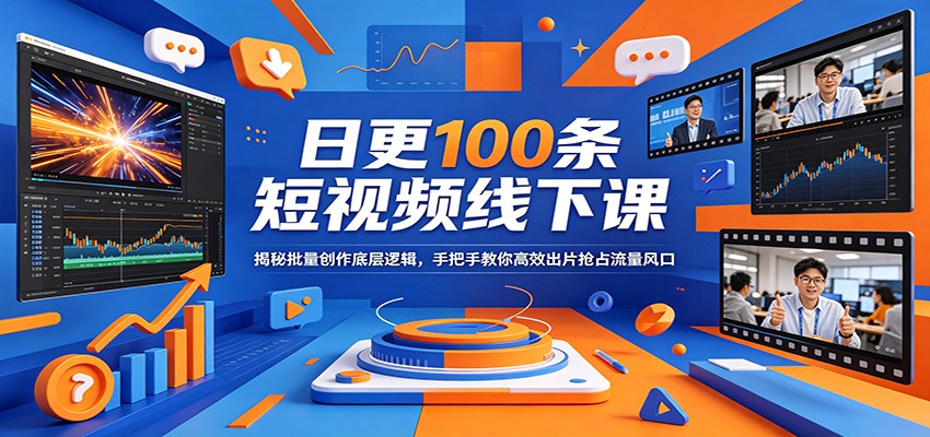 日更100条短视频线下课：揭秘批量创作底层逻辑，手把手教你高效出片抢占流量风口-旺仔资源库