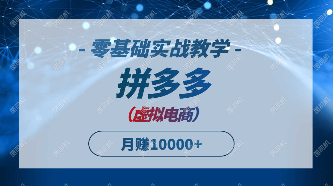 拼多多虚拟电商，零基础实战教学，快速打爆商品，新手也能月入10000+-旺仔资源库