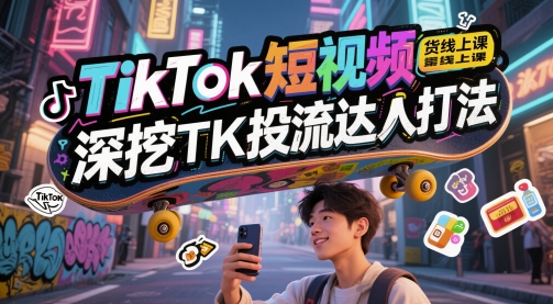 TikTok短视频带货线上课，深挖TK投流达人打法-旺仔资源库