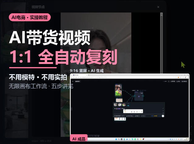 无限画布实操AI复刻带货视频完整流程不用模特不用实拍-旺仔资源库