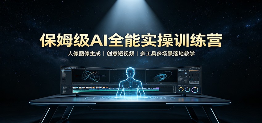 保姆级AI全能实操训练营:人像图像生成,创意短视频,多工具多场景落地教学-旺仔资源库