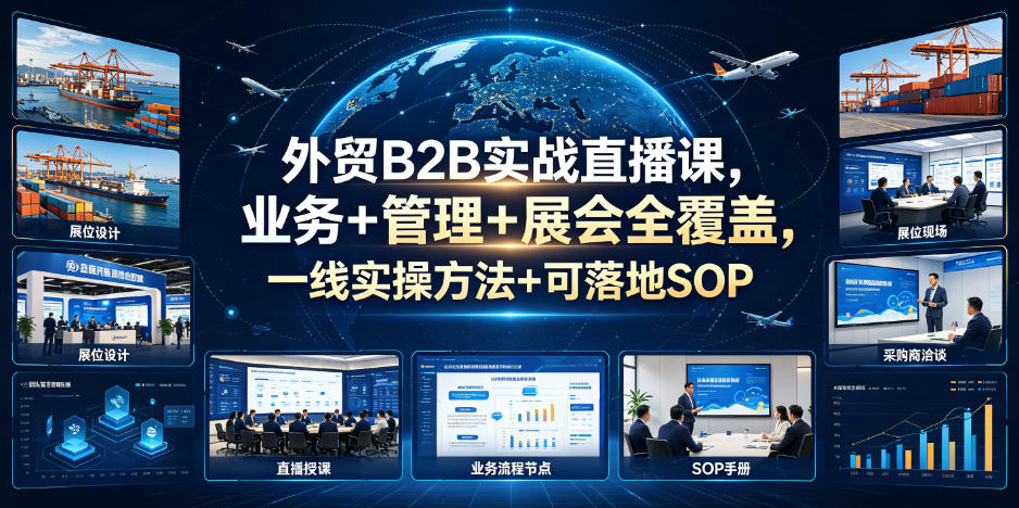 外贸B2B实战直播课,业务+管理+展会全覆盖,一线实操方法+可落地SOP-旺仔资源库