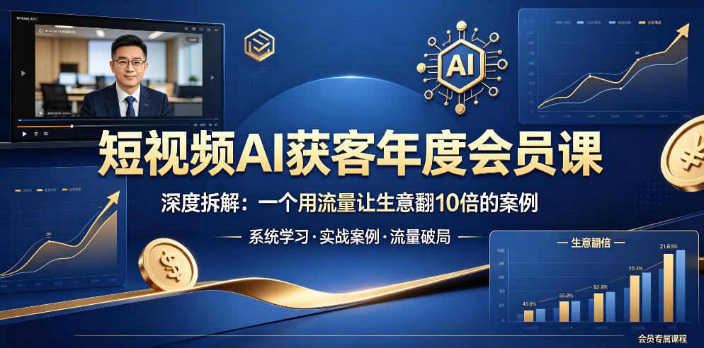 短视频AI获客年度会员课，深度拆解，一个用流量让生意翻10倍的案例-旺仔资源库