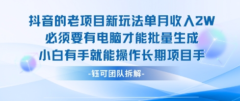 老项目新玩法单月收入2W小白有手就能操作长期项目-旺仔资源库