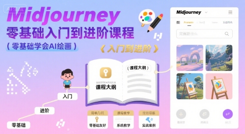 midjourney零基础入门到进阶课程，零基础学会AI绘画-旺仔资源库