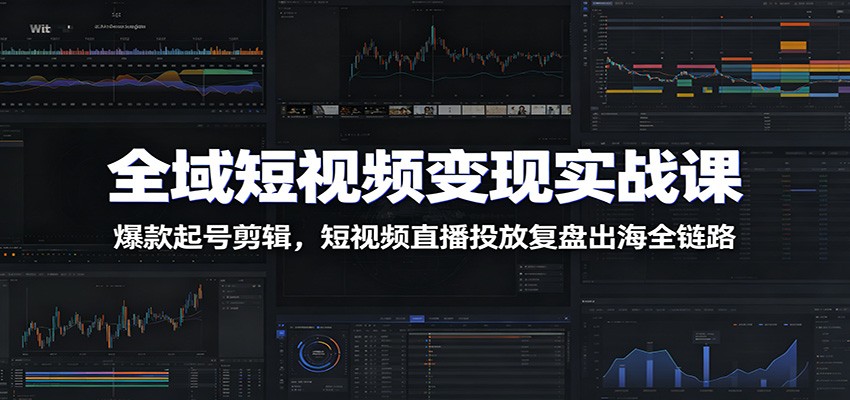 全域短视频变现实战课:爆款起号剪辑,短视频直播投放复盘出海全链路-旺仔资源库