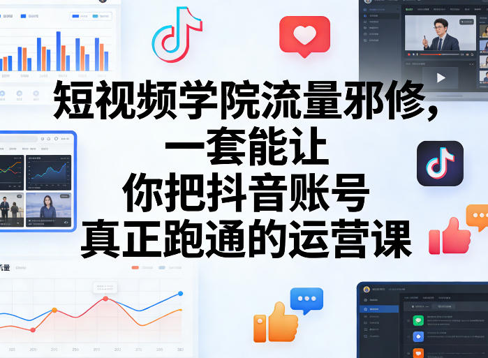 短视频学院流量邪修，一套能让你把抖音账号真正跑通的运营课-旺仔资源库