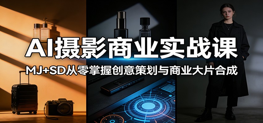 AI摄影商业实战课:MJ+SD从零掌握创意策划与商业大片合成-旺仔资源库