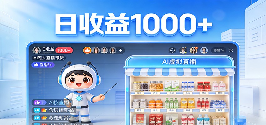 不用露脸不用说话，24小时自动卖货赚钱，全天自动直播，收益看得见-旺仔资源库