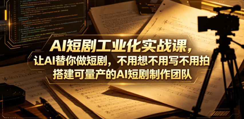 AI短剧工业化实战课，让AI替你做短剧，不用想不用写不用拍，搭建可量产的AI短剧制作团队-旺仔资源库