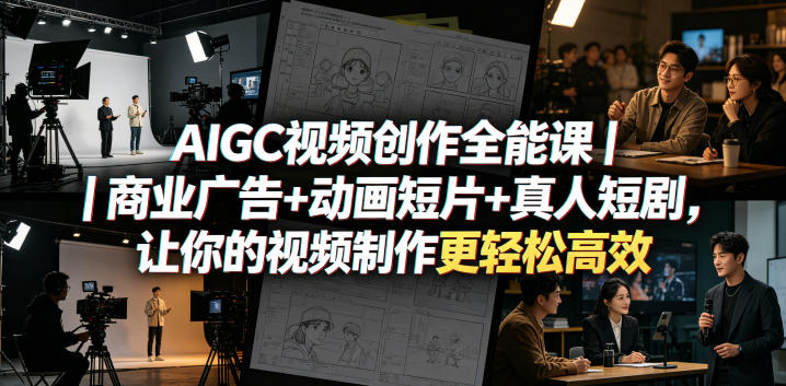 AIGC视频创作全能课|商业广告+动画短片+真人短剧,让你的视频制作更轻松高效-旺仔资源库