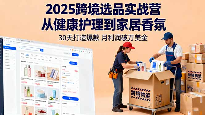 2025跨境选品实战营：从健康护理到家居香氛，30天打造爆款,月利润破万美金-旺仔资源库