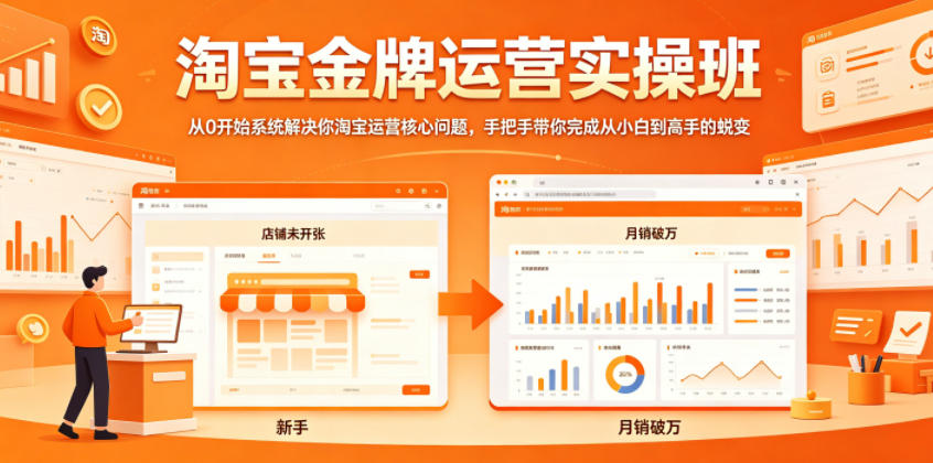 淘宝金牌运营实操班,从0开始系统解决你淘宝运营核心问题,手把手带你完成从小白到高手的蜕变-旺仔资源库
