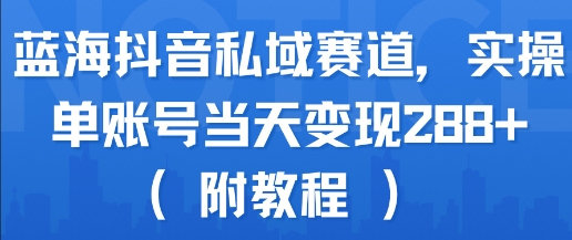 蓝海抖音私域赛道，实操单账号当天变现288+(附教程)-旺仔资源库
