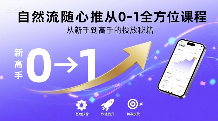自然流随心推从0-1全方位课程，从新手到高手的投放秘籍-旺仔资源库