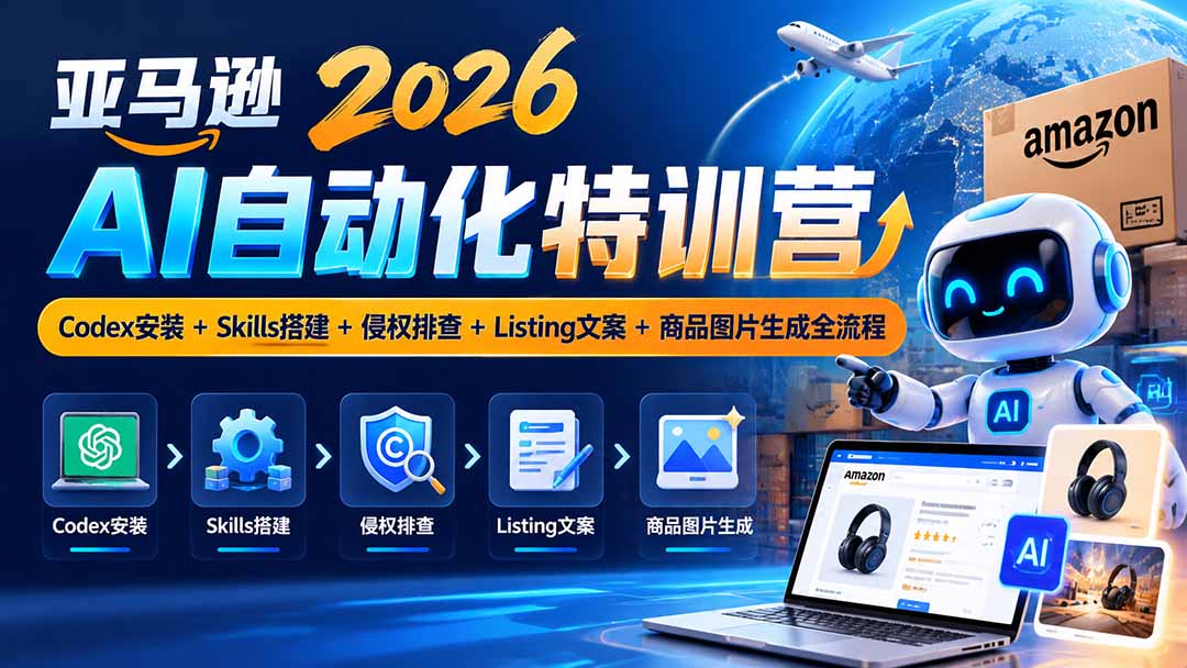 亚马逊2026AI自动化-10月特训营:Codex安装+Skills搭建+侵权排查+Listing文案+商品图片生成全流程-旺仔资源库