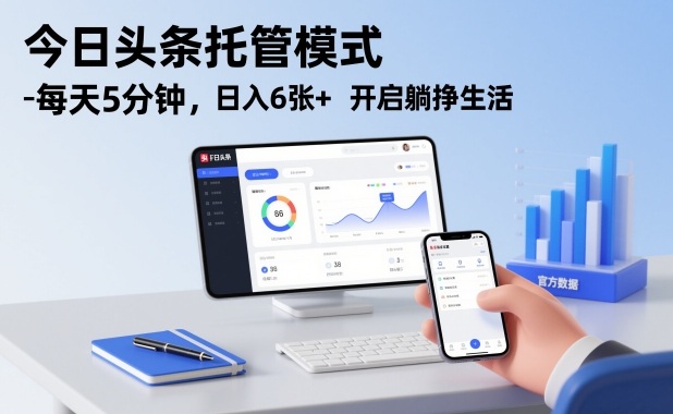 今日头条托管模式，每天5分钟，日入6张+，开启躺挣生活【揭秘】-旺仔资源库