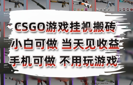 CSGO游戏挂G搬砖，小白纯手机即可操作，不用电脑打游戏，日入3张+，副业网创项目【揭秘】-旺仔资源库