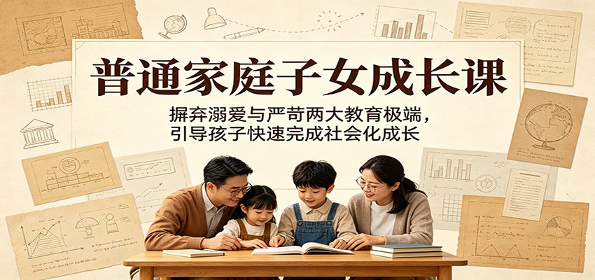 普通家庭子女成长课：摒弃溺爱与严苛两大教育极端，引导孩子快速完成社会化成长-旺仔资源库