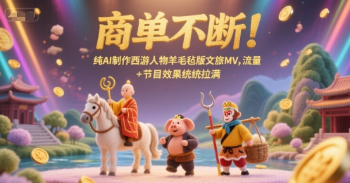 商单不断！纯AI制作西游人物羊毛毡版文旅MV，流量+节目效果统统拉满-旺仔资源库