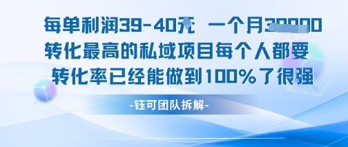 每单利润40一个月7k+转化最高的私域项目，每个人都要的产品转化率已经能做到100%-旺仔资源库