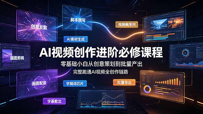 AI视频创作进阶必修课程：零基础小白从创意策划到批量产出，完整跑通AI视频全创作链路-旺仔资源库