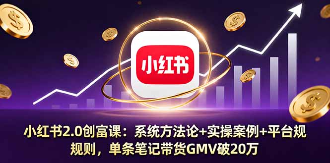 小红书2.0创富课：系统方法论+实操案例+平台规则，单条笔记带货GMV破20万-旺仔资源库