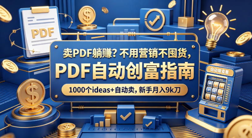 卖PDF躺賺？不用营销不囤货，PDF自动创富指南，1000个ideas+自动卖，新手月入9k刀【原创双语字幕】-旺仔资源库