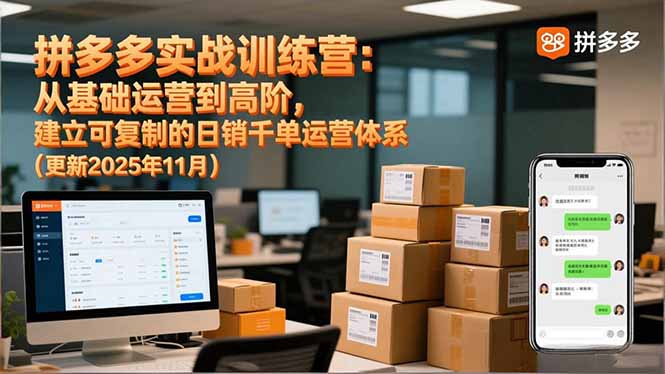 拼多多实战训练营:从基础运营到高阶,建立可复制的日销千单运营体系(更新11月-旺仔资源库