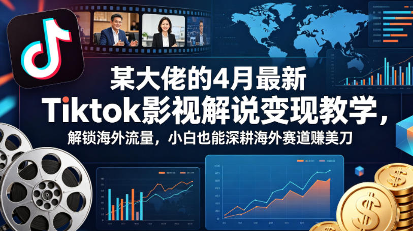 某大佬的4月最新Tiktok影视解说变现教学，解锁海外流量，小白也能深耕海外赛道賺美刀-旺仔资源库