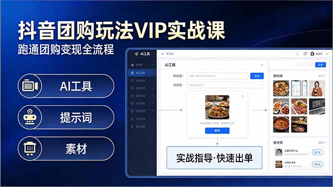 抖音团购玩法VIP实战课-更新：原创视频制作+全国地址挂载+AI工具+提示词+素材，全流程-旺仔资源库
