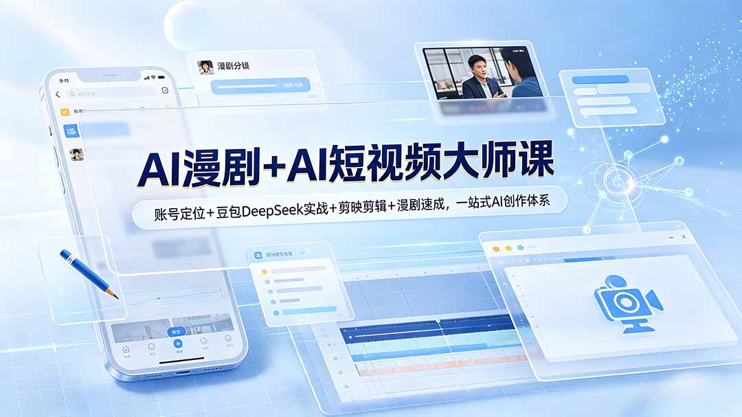 AI漫剧+AI短视频大师课:账号定位+豆包DeepSeek实战+剪映剪辑+漫剧速成,一站式AI创作体系-旺仔资源库