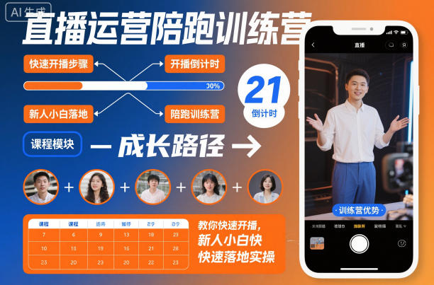 直播运营陪跑训练营，教你快速开播，新人小白快速落地实操-旺仔资源库