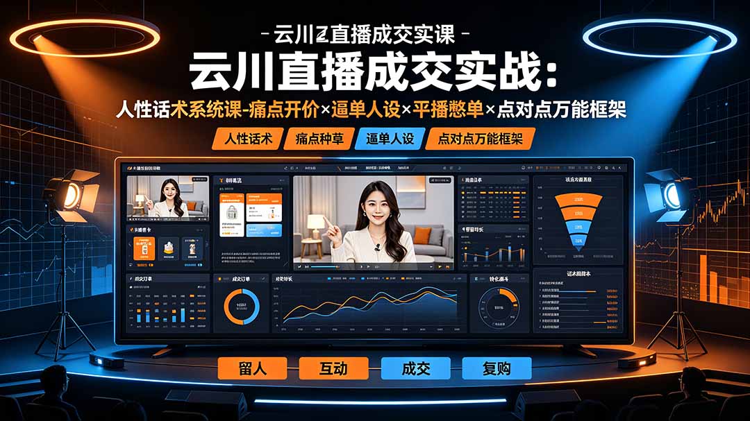 云川直播成交实战:人性话术系统课-痛点种草×塑品开价×逼单人设×平播憋单×点对点万能框架-旺仔资源库