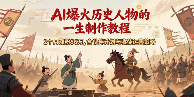 AI历史人物赛道课程，2个月涨粉56万，含伙伴计划与收徒运营策略-旺仔资源库